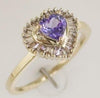 .70CT DIAMOND & AAA PINK TANZANITE 14KT YELLOW GOLD HEART SHAPE & BAGUETTE RING