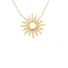 ESTATE .18CT DIAMOND 18KT YELLOW GOLD 3D CLASSIC STAR SUNBURST FUN LOVE NECKLACE