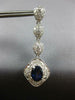 ESTATE LARGE 4.39CT DIAMOND & AAA SAPPHIRE 14KT WHITE GOLD OVAL HANGING EARRINGS