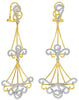 LARGE 1.08CT DIAMOND 14KT YELLOW GOLD OPEN FILIGREE TRIANGULAR CLIP ON EARRINGS