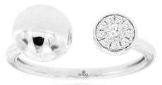 ESTATE .12CT DIAMOND 14KT WHITE GOLD CLASSIC FLOWER DOME SHAPE TENSION FUN RING