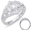 .68CT DIAMOND 14KT WHITE GOLD ROUND & BAGUETTE FILIGREE MILGRAIN FLOWER FUN RING