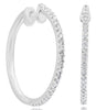 .53CT DIAMOND 14KT WHITE GOLD CLASSIC ROUND SHARED PRONG HOOP HANGING EARRINGS