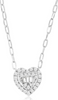 .50CT DIAMOND 14KT WHITE GOLD ROUND & BAGUETTE DOUBLE HEART SHAPE LOVE NECKLACE
