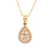 ESTATE .39CT DIAMOND 18KT YELLOW GOLD 3D CLASSIC PAVE TEAR DROP FLOATING PENDANT