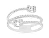 .42CT DIAMOND 14KT WHITE GOLD ROUND & BAGUETTE 3 ROW CRISS CROSS SNAKE FUN RING