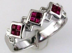 .58CT DIAMOND & AAA RUBY 14KT WHITE GOLD 3D PRINCESS INVISIBLE ANNIVERSARY RING