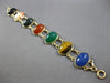 ANTIQUE EXTRA LARGE MULTI COLOR GEM 14KT YELLOW GOLD HANDCRAFTED BRACELET #27931