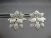 ESTATE LARGE 1.77CT DIAMOND 18KT WHITE GOLD 3D FLOWER CLIP ON HANGING EARRINGS
