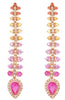 2.77CT DIAMOND & AAA MULTI COLOR SAPPHIRE 14KT YELLOW GOLD 3D TEAR DROP EARRINGS