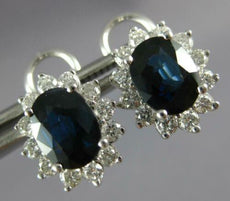 ESTATE 4.08CT DIAMOND & AAA SAPPHIRE 14KT WHITE GOLD 3D FLOWER CLIP ON EARRINGS