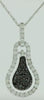 .48CT WHITE & BLACK DIAMOND 14KT WHITE GOLD TEAR DROP HALO FUN FLOATING PENDANT