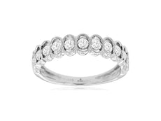 .50CT DIAMOND 14KT WHITE GOLD ROUND OVAL FILIGREE SEMI ETERNITY ANNIVERSARY RING