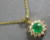.65CT DIAMOND & AAA EMERALD 14K YELLOW GOLD ROUND FLOWER FLOATING PENDANT #27565