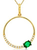 .27CT DIAMOND & AAA EMERALD 14K YELLOW GOLD OVAL CIRCLE OF LIFE FLOATING PENDANT