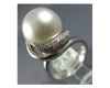 ESTATE .40CT DIAMOND & AAA SOUTH SEA PEARL 14KT WHITE GOLD LOVE KNOT RING #2670