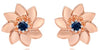 ESTATE .17CT AAA SAPPHIRE 14KT ROSE GOLD 3D FLOWER STUD EARRINGS