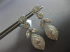 1.17CT DIAMOND 14K WHITE GOLD 3D ROUND & BAGUETTE FLOWER SQUARE HANGING EARRINGS