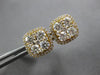 LARGE 1.83CT DIAMOND 18K YELLOW GOLD CLUSTER INVISIBLE SQUARE HALO STUD EARRINGS