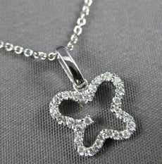 ESTATE .13CT DIAMOND 14KT WHITE GOLD 3D CLASSIC BUTTERFLY LOVE FLOATING PENDANT