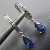 1.01CT DIAMOND & AAA SAPPHIRE 14K WHITE GOLD PEAR SHAPE & ROUND HANGING EARRINGS