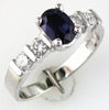 ESTATE 1.45CT DIAMOND & AAA SAPPHIRE 14K WHITE GOLD OVAL & ROUND ENGAGEMENT RING