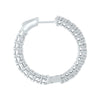 ESTATE 3.0CT DIAMOND 14KT WHITE GOLD 3D CLASSIC INSIDE OUT HOOP HANGING EARRINGS