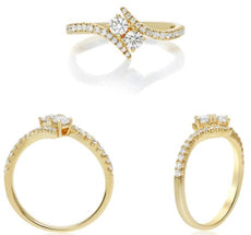 .45CT DIAMOND 14KT YELLOW GOLD 3D ROUND CLASSIC 3 STONE SEMI ETERNITY FUN RING