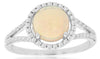 ESTATE 1.51CT DIAMOND & AAA OPAL 14KT WHITE GOLD 3D CLASSIC ROUND HALO FUN RING