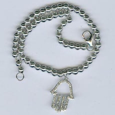 ESTATE .15CT DIAMOND 14KT WHITE GOLD 3D CLASSIC LUCKY HAMA CHAMSA CHARM BRACELET