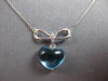 3.50CT DIAMOND & AAA BLUE TOPAZ 18KT WHITE GOLD 3D HEART SHAPE BOW LOVE NECKLACE