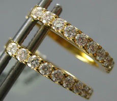 ESTATE .53CT DIAMOND 18KT YELLOW GOLD 3D CLASSIC OVAL HUGGIE HANGING EARRINGS