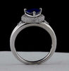 2.33CT DIAMOND & AAA SAPPHIRE 18KT WHITE GOLD PEAR SHAPE & ROUND ENGAGEMENT RING