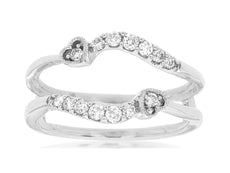 0.25CT DIAMOND 14KT WHITE GOLD DOUBLE HEART LOVE V SHAPE INSERT ENGAGEMENT RING