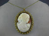 ANTIQUE EXTRA LARGE 18KT YELLOW GOLD HANDCRAFTED FILIGREE LADY CAMEO PIN PENDANT