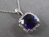 2.09CT DIAMOND & AAA AMETHYST 14K WHITE GOLD 3D CUSHION & ROUND FLOATING PENDANT