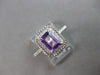 1.12CT DIAMOND & AAA AMETHYST 14KT WHITE GOLD EMERALD CUT & ROUND HALO LOVE RING
