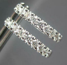 ESTATE .81CT DIAMOND 18KT WHITE GOLD 3D ROUND OVAL SHAPE HUGGIE HANGING EARRINGS