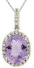 2.88CT DIAMOND & AAA AMETHYST 14KT WHITE GOLD OVAL & ROUND HALO FLOATING PENDANT