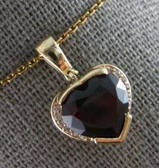 1.98CT DIAMOND & AAA GARNET 14K YELLOW GOLD HEART SHAPE & ROUND FILIGREE PENDANT