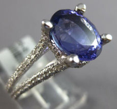 4.86CT DIAMOND & AAA TANZANITE 18KT WHITE GOLD 3D OVAL & ROUND ENGAGEMENT RING