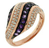 WIDE .96CT DIAMOND & AAA AMETHYST 14KT ROSE GOLD MULTI ROW DOME SHAPE SWIRL RING