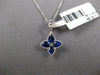 1.29CT DIAMOND & AAA SAPPHIRE 18KT WHITE GOLD 3D 4 LEAF CLOVER FLOATING PENDANT