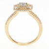 WIDE .65CT DIAMOND 18KT ROSE GOLD PRINCESS & ROUND DOUBLE HALO ENGAGEMENT RING