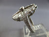 ANTIQUE LARGE .85CT DIAMOND 14KT WHITE GOLD 3D FILIGREE FLORAL FUN RING #28141