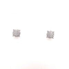 ESTATE .22CT DIAMOND 18KT WHITE GOLD 3D CLASSIC PAVE CIRCULAR STUD EARRINGS