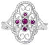 .34CT DIAMOND & AAA RUBY 14KT WHITE GOLD MULTI HEART FILIGREE INFINITY LOVE RING