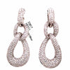 ESTATE LARGE 9.6CT DIAMOND 18KT WHITE GOLD TEAR DROP LOVE KNOT HANGING EARRINGS