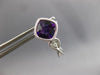 1.73CT DIAMOND & AAA AMETHYST 14KT WHITE GOLD CUSHION & ROUND HANGING EARRINGS