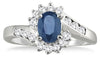 .95CT DIAMOND & AAA SAPPHIRE 14KT WHITE GOLD OVAL & ROUND FLOWER ENGAGEMENT RING